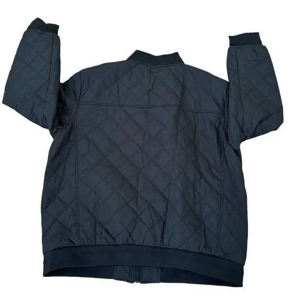 Calvin Klein Men’s Black Zipper Front Rib-Knit Trim Quilted Jacket XL